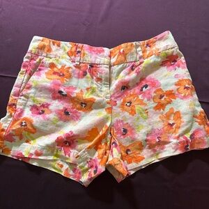 LOFT Pink and Orange Bermudas Vibrant Floral Shorts